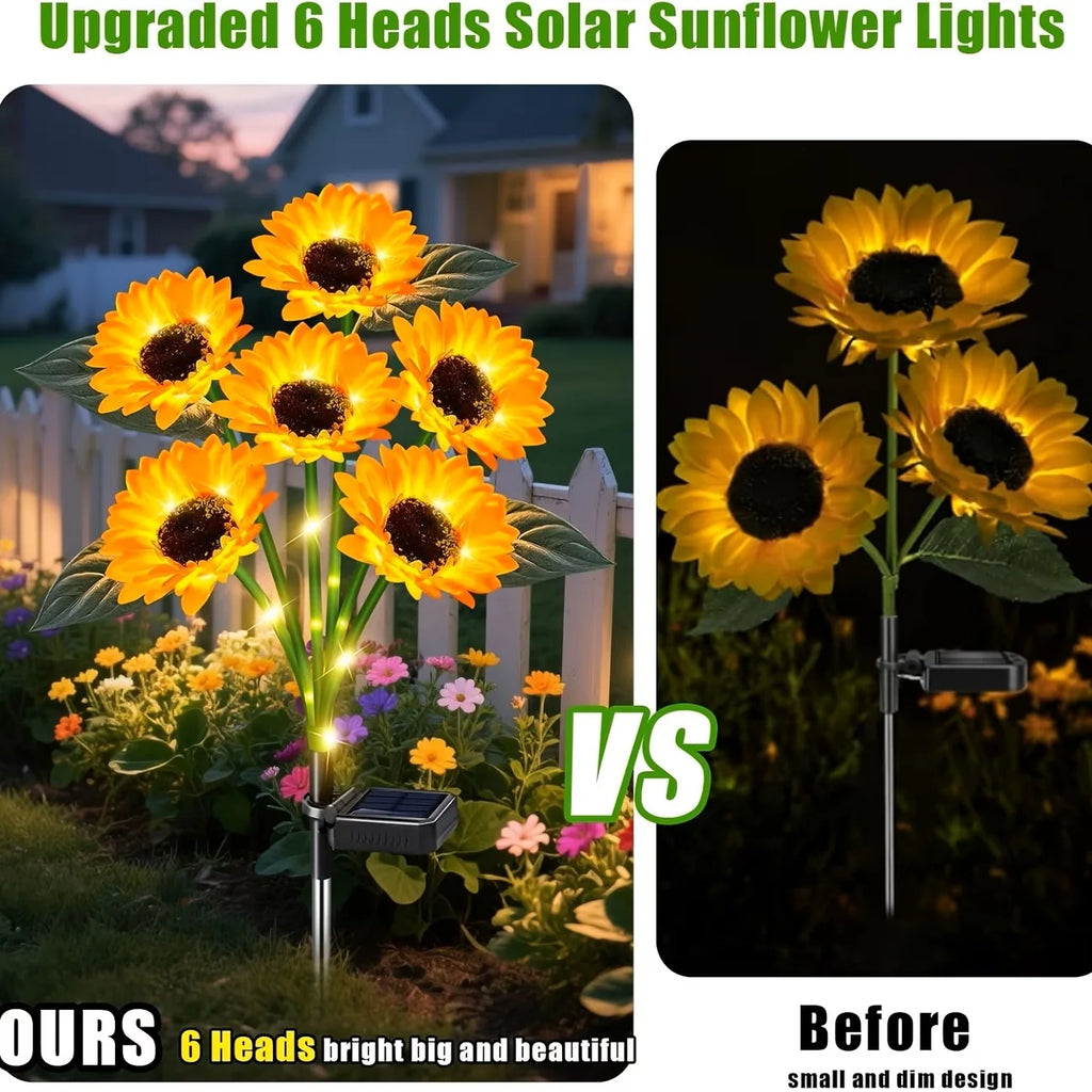 Solar Sunflower Garden Lights (2026 Upgraded) - IP65 Waterproof, Auto On/Off
