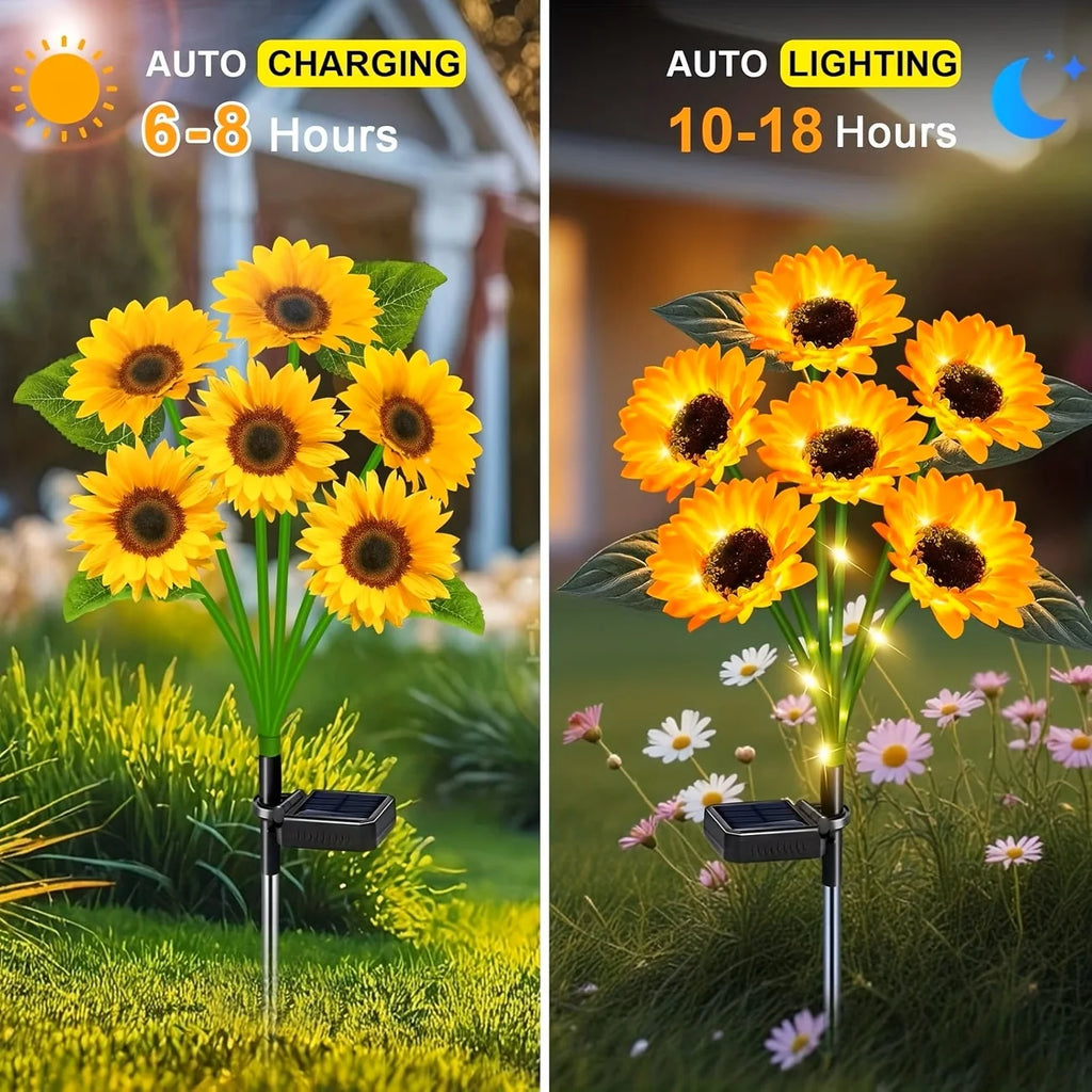 Solar Sunflower Garden Lights (2026 Upgraded) - IP65 Waterproof, Auto On/Off