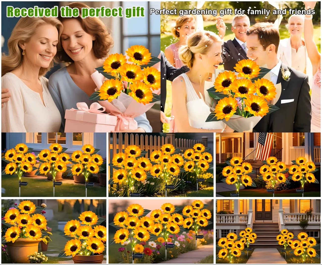 Solar Sunflower Garden Lights (2026 Upgraded) - IP65 Waterproof, Auto On/Off