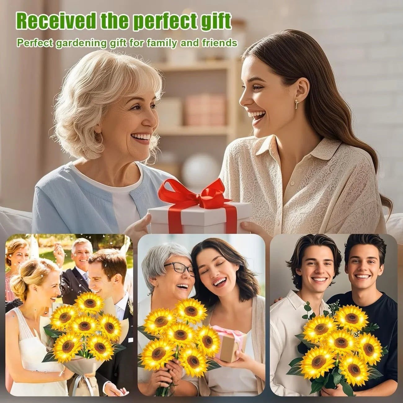 Solar Sunflower Garden Lights (2026 Upgraded) - IP65 Waterproof, Auto On/Off