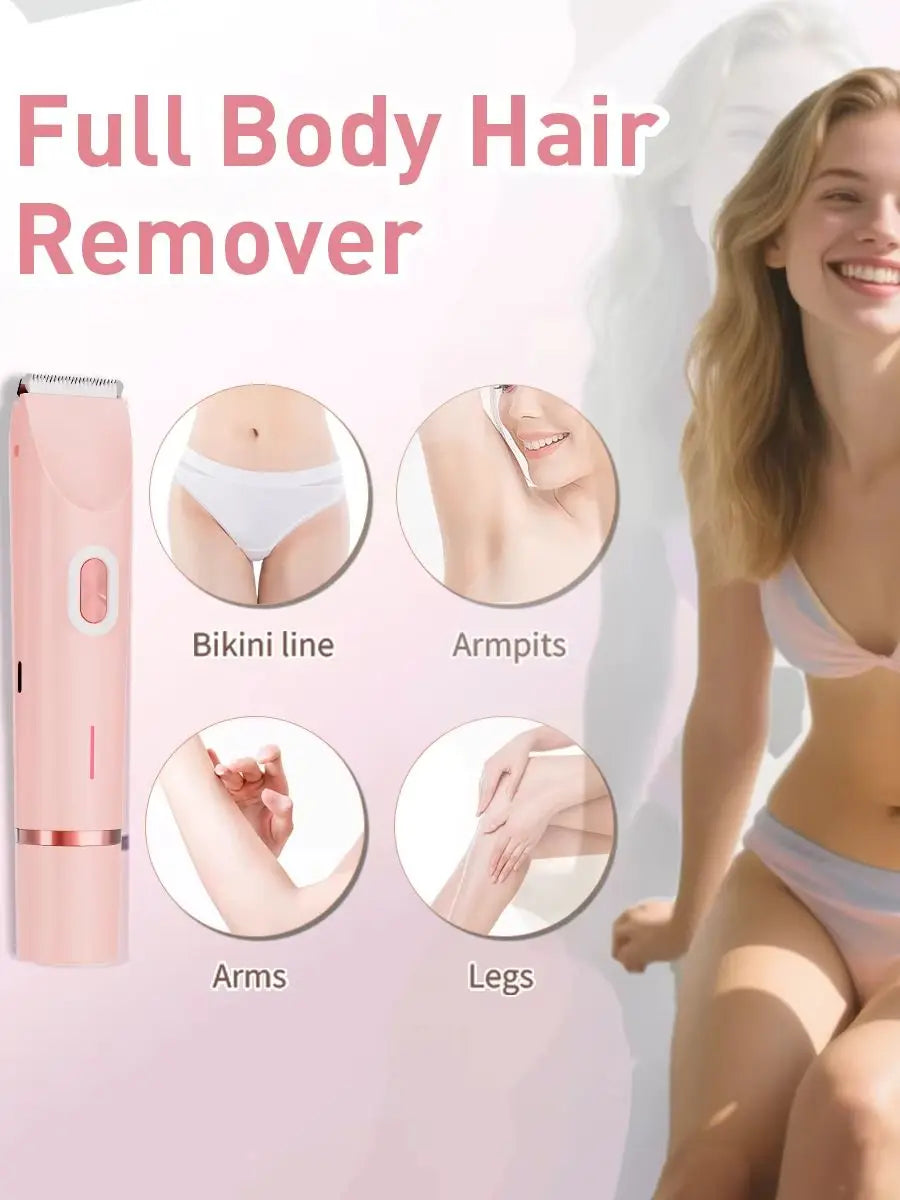 2-in-1 Electric Bikini Trimmer for Women – Painless, Waterproof & Rechargeable with Ceramic Blade
