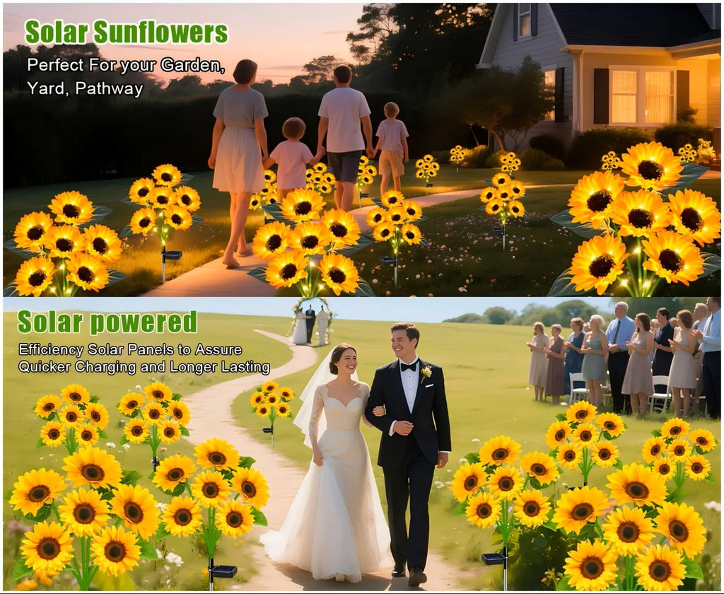 Solar Sunflower Garden Lights (2026 Upgraded) - IP65 Waterproof, Auto On/Off