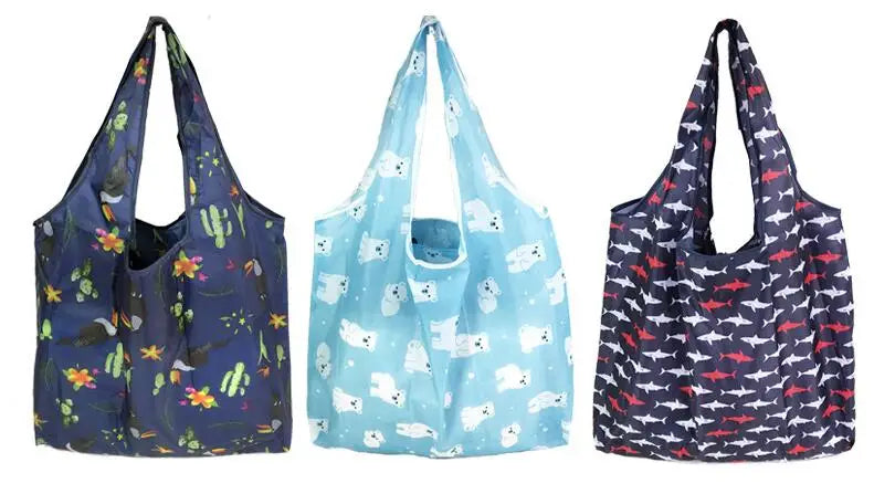 Foldable Large Shopping Storage Bags for Groceries Recyclable Grocery Tote Pouch Eco-Friendly Heavy Duty Washable Shopper Bag