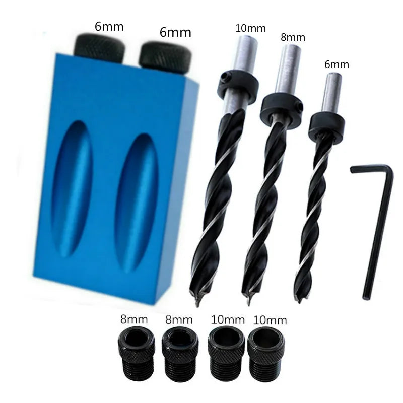 15 Degree Oblique Hole Locator Drill Bit Woodworking Pocket Hole Jig Kit Angle Drill Guide Set Hole Puncher Carpentry Toos