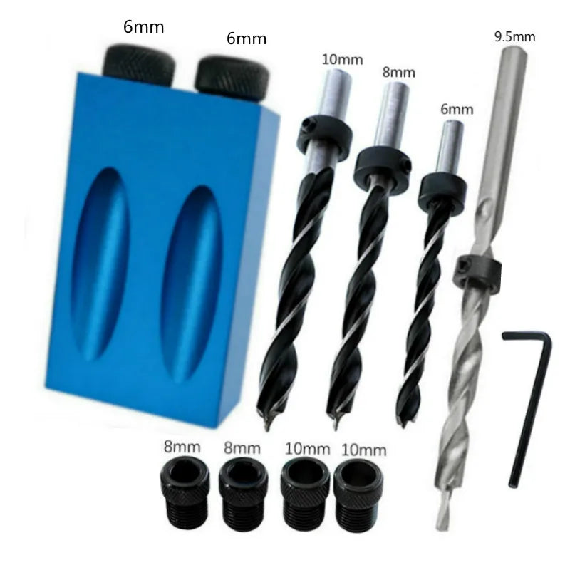 15 Degree Oblique Hole Locator Drill Bit Woodworking Pocket Hole Jig Kit Angle Drill Guide Set Hole Puncher Carpentry Toos