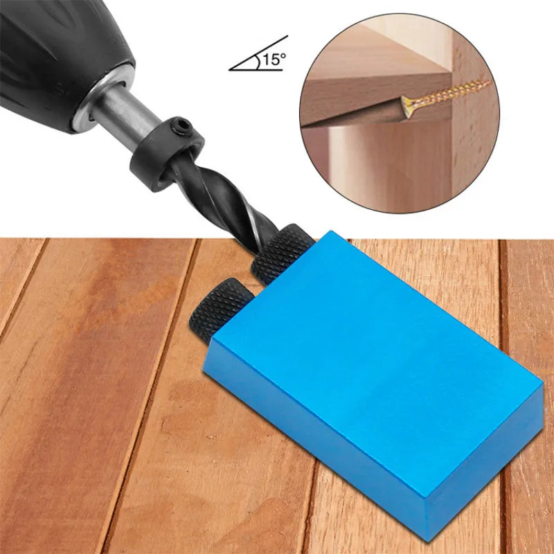 15 Degree Oblique Hole Locator Drill Bit Woodworking Pocket Hole Jig Kit Angle Drill Guide Set Hole Puncher Carpentry Toos
