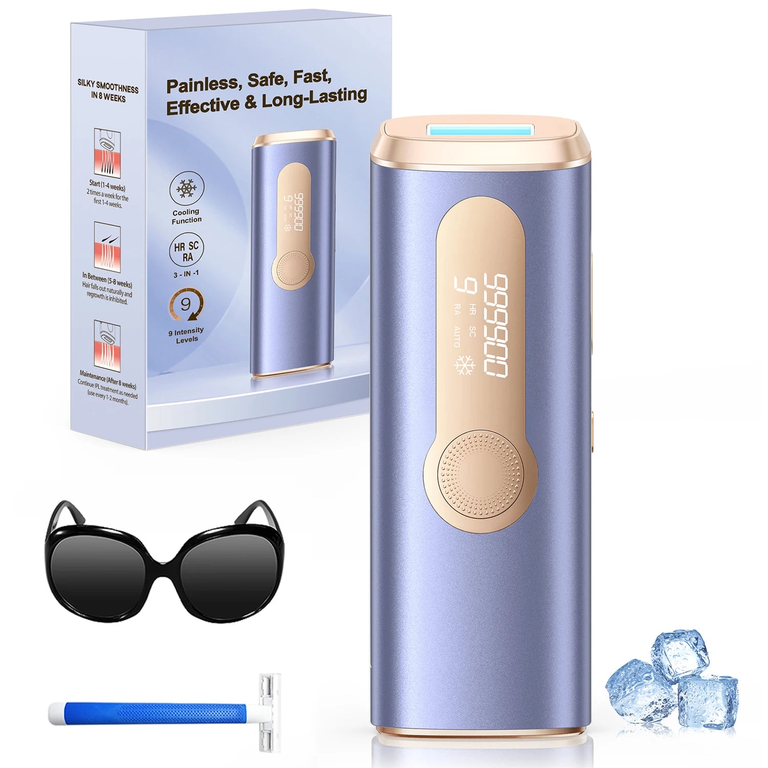 IPL Laser Hair Removal Device - Permanent & Painless for Men & Women