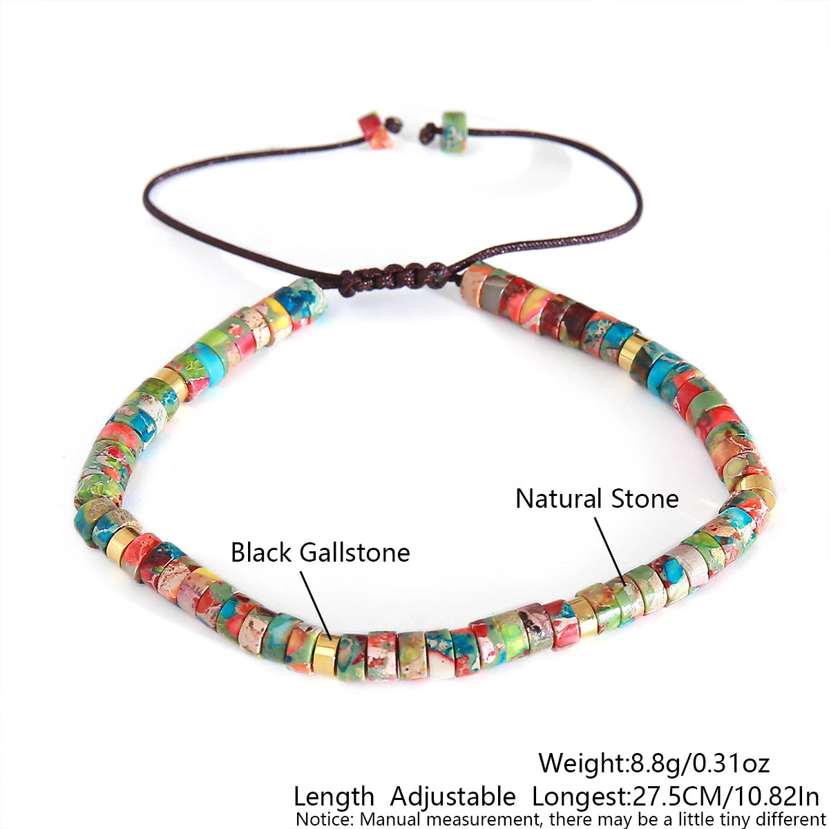 Natural Stone Beaded Bracelet – Adjustable Bohemian Woven Bracelet for Women & Men