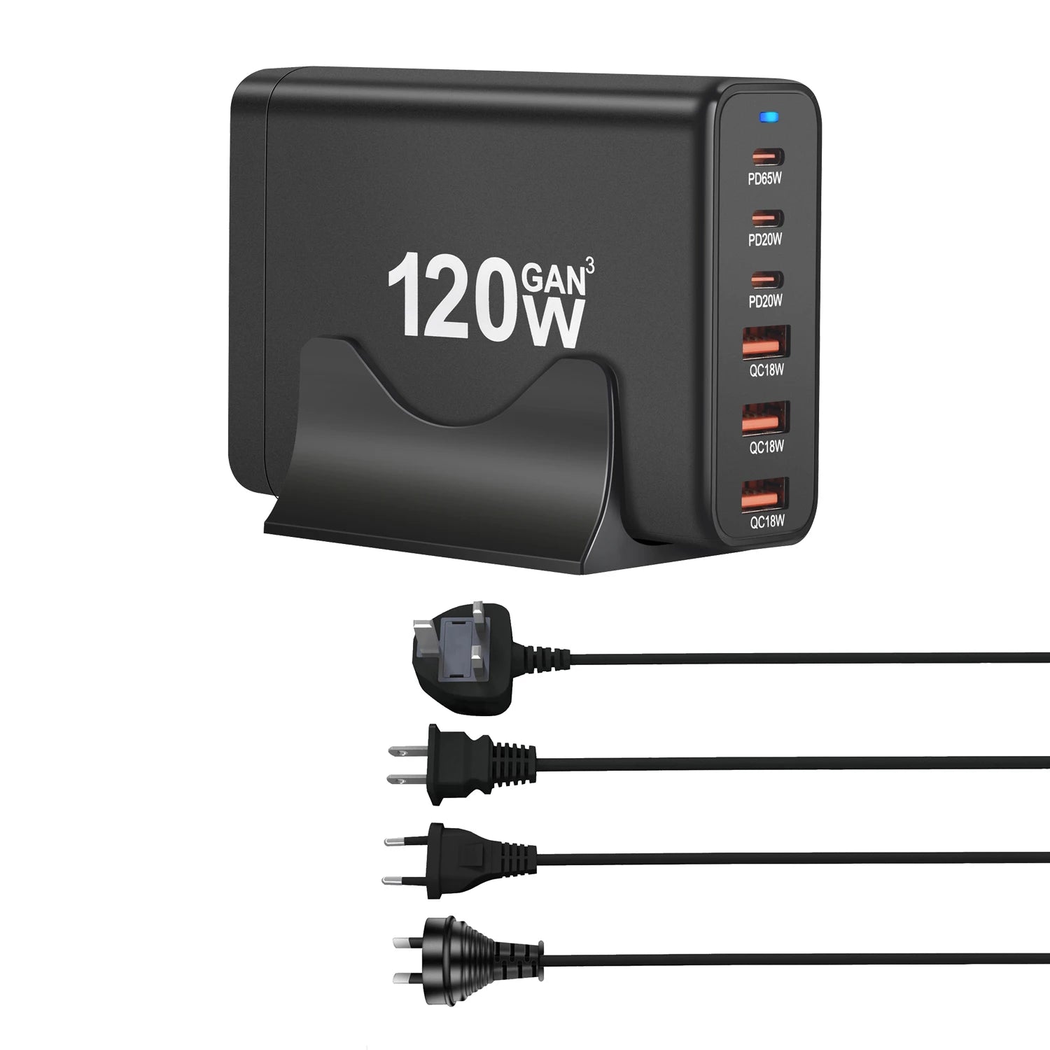 120W GaN 6-Port Charging Station — USB-C PD & USB-A Fast Charge Hub for iPhone, Samsung, Laptop & More