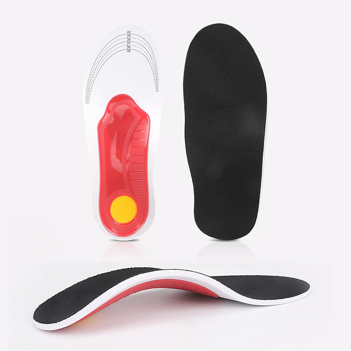 Arch Support EVA Shock Absorption Insoles, Black Breathable Mesh, for Men & Women, Flat Feet Insoles(1pairs)