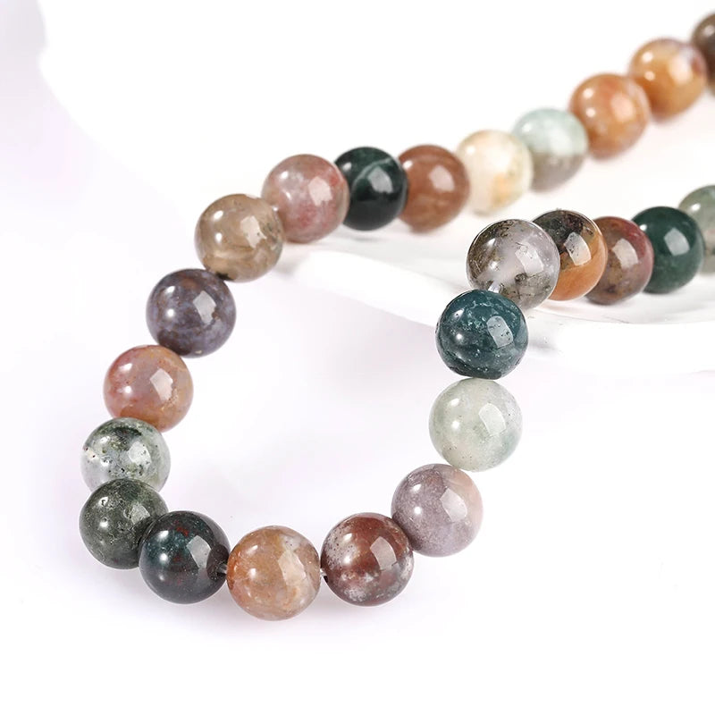 Natural Stone Beads Indian Agate Stone Round Ball Loose Beads 4 6 8 10 12MM for Jewelry Making Necklace DIY Bracelets Accessory