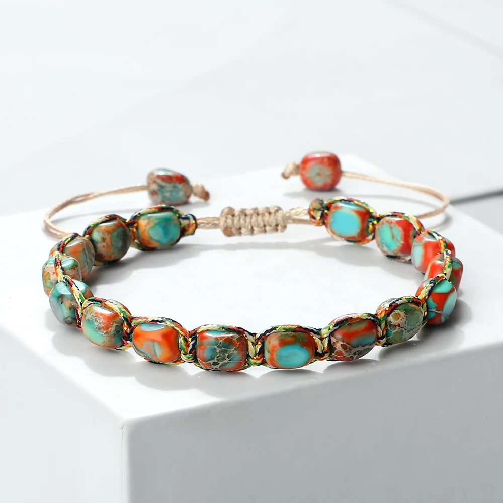 Imperial Stone Beaded Bracelet – Handmade Braided Friendship Jewelry for Women & Men