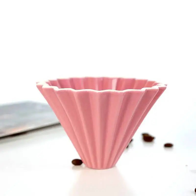 Ceramic Origami Pour-Over Coffee Dripper - Flower Shape Filter Cup