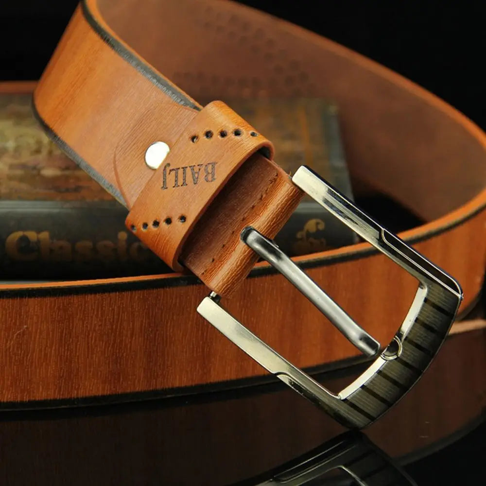 Men's Classic PU Leather Belt with Alloy Buckle