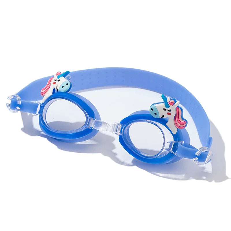 Cartoon Colorful Pony Children's Swimming Goggles Waterproof Anti Fog Adjustable Glasses