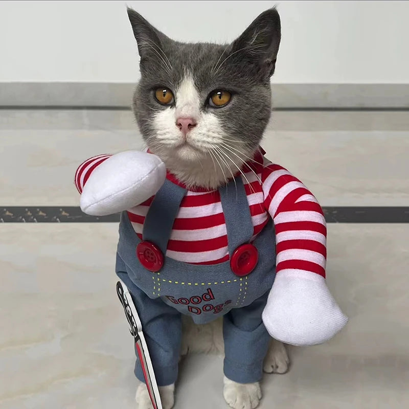 Halloween Cosplay Jumpsuit for Cats & Small Dogs with Foam Prop