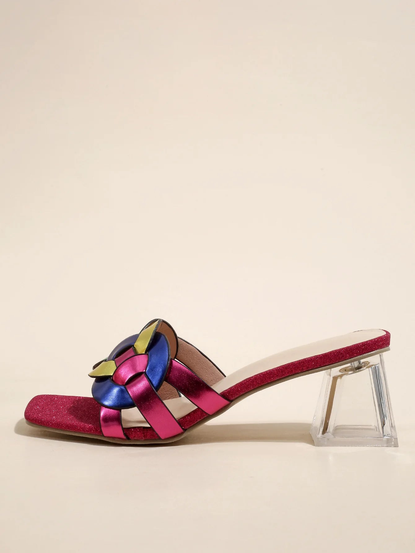 Women's Square Toe Mid-Heel Strappy Sandals