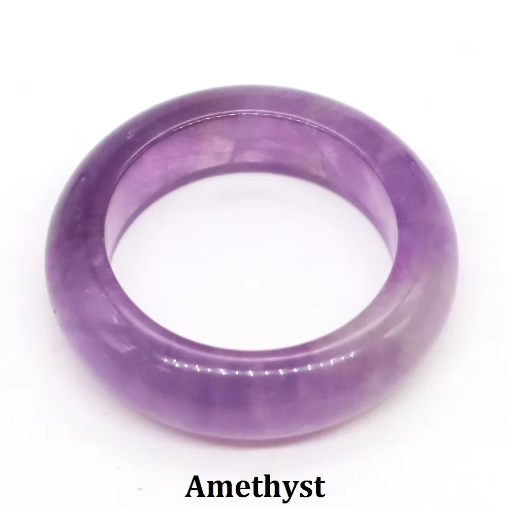 Natural Stone Crystal Band Rings for Women Men Amethyst Lapis Pink Quartz Agates Dainty Finger Ring Charm Jewelry Couple Gift