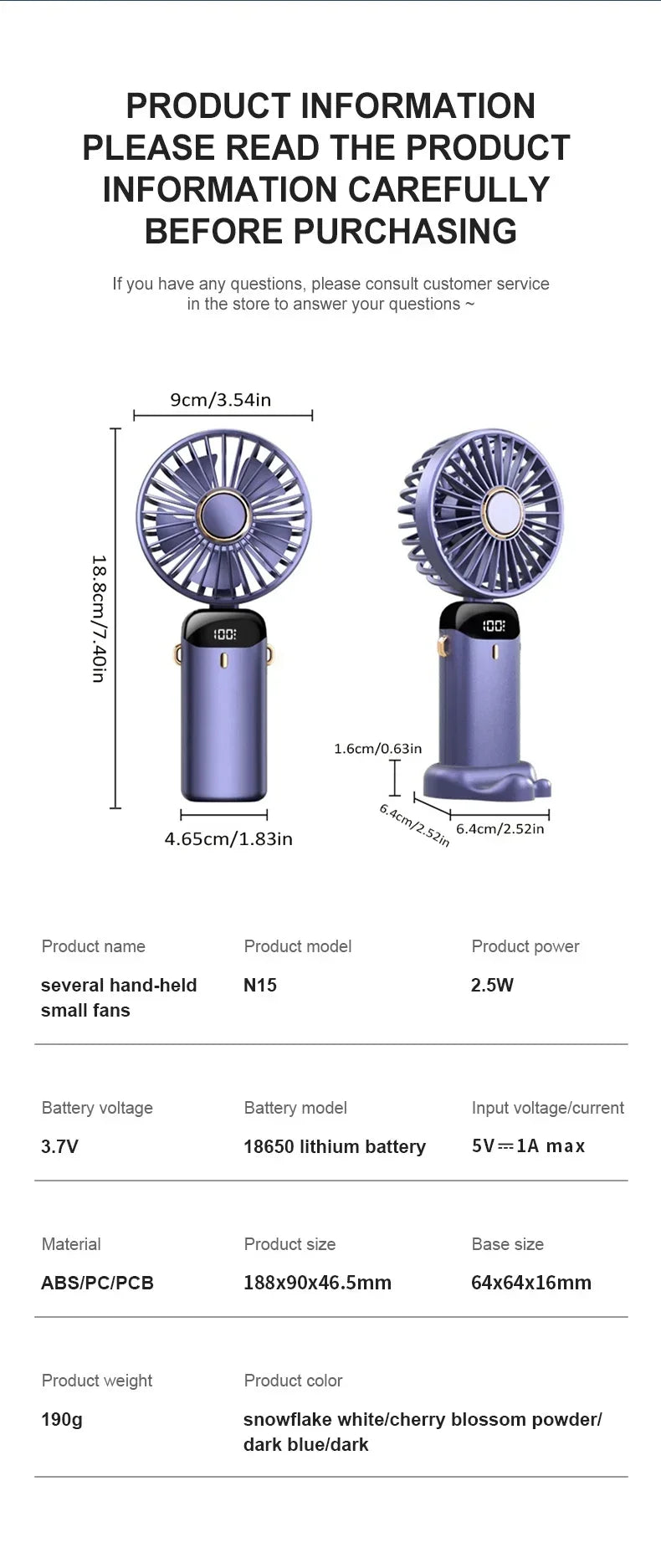 3-in-1 Neck Hanging & Handheld Fan with LED Display & Phone Stand