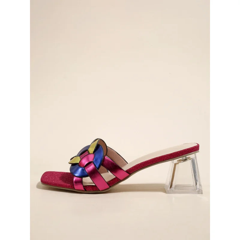Women's Square Toe Mid-Heel Strappy Sandals