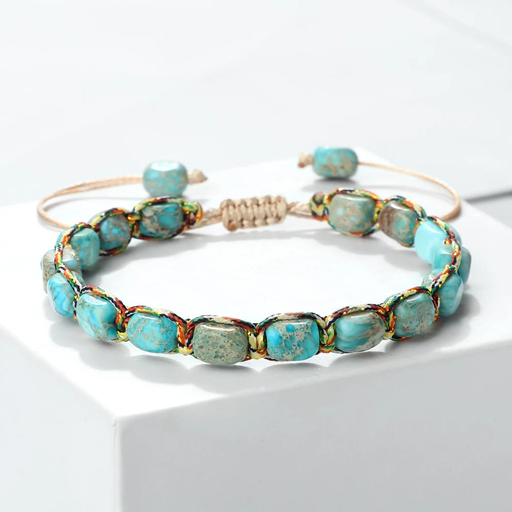 Imperial Stone Beaded Bracelet – Handmade Braided Friendship Jewelry for Women & Men