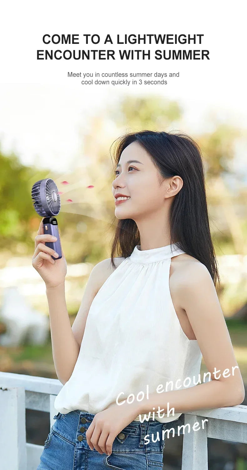 3-in-1 Neck Hanging & Handheld Fan with LED Display & Phone Stand