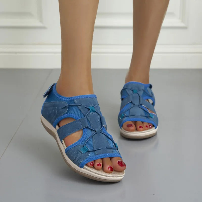 Women's Peep-Toe Flat Beach Sandals
