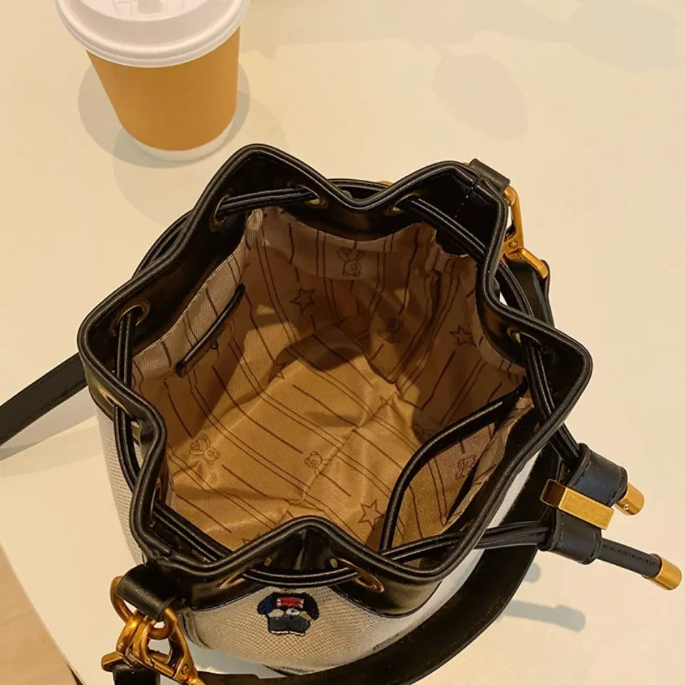 Women's Drawstring Bucket Crossbody Bag