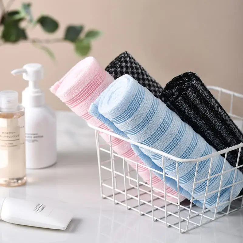 Japanese Exfoliating Bath Towel - Extra Long Back Scrubber, Two-Sided, Antibacterial