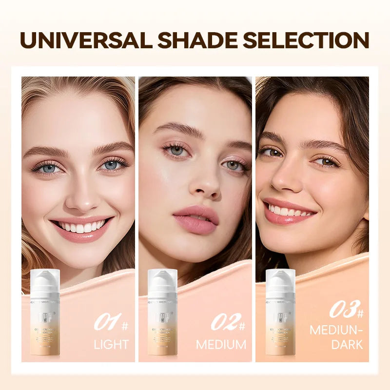 Color-Changing Sunscreen Foundation,Skin Tone Matching,All-Day Long-Lasting Wear,Perfect Base for Flawless Makeup