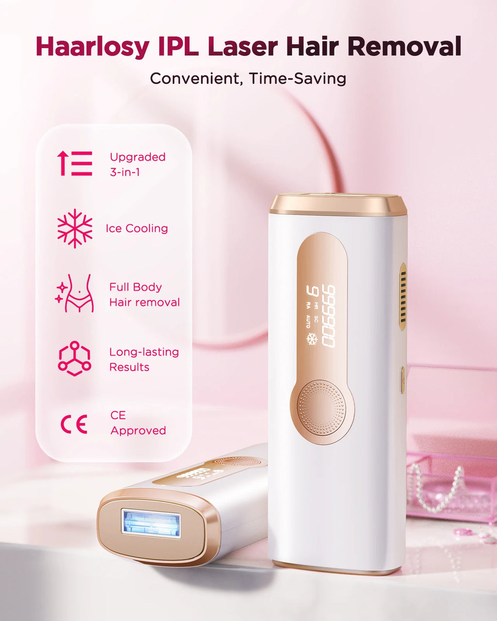 IPL Laser Hair Removal Device - Permanent & Painless for Men & Women