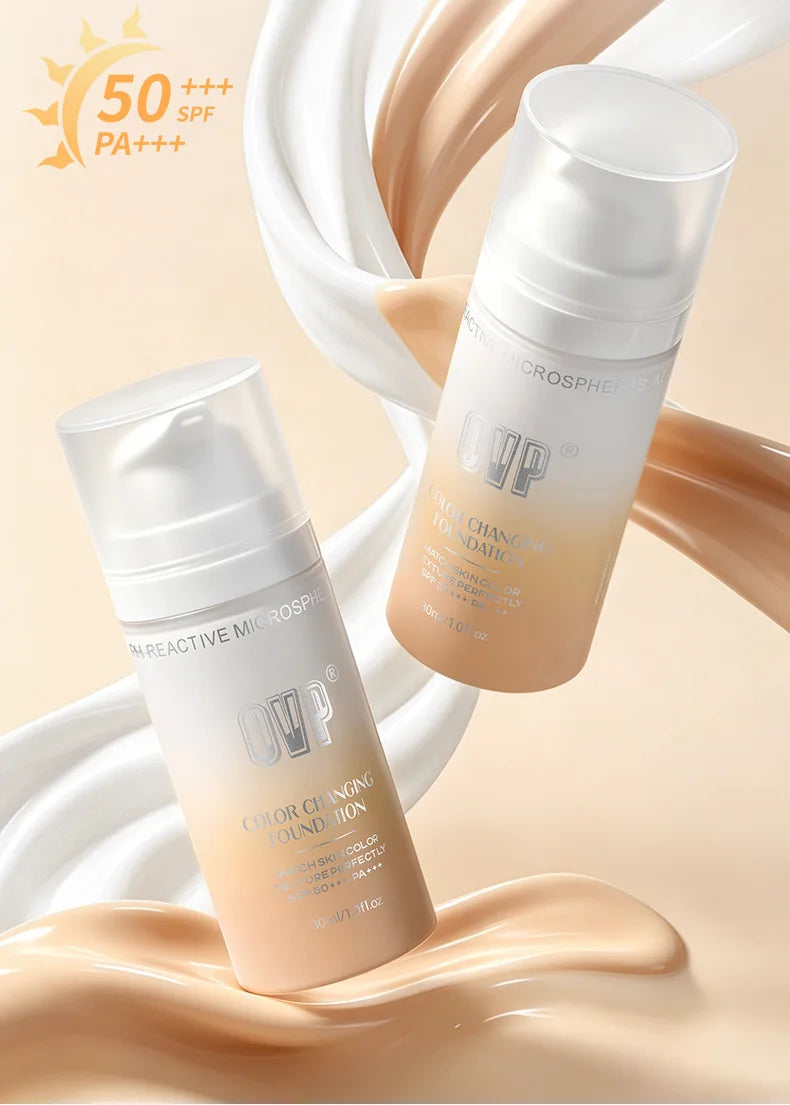 Color-Changing Sunscreen Foundation,Skin Tone Matching,All-Day Long-Lasting Wear,Perfect Base for Flawless Makeup