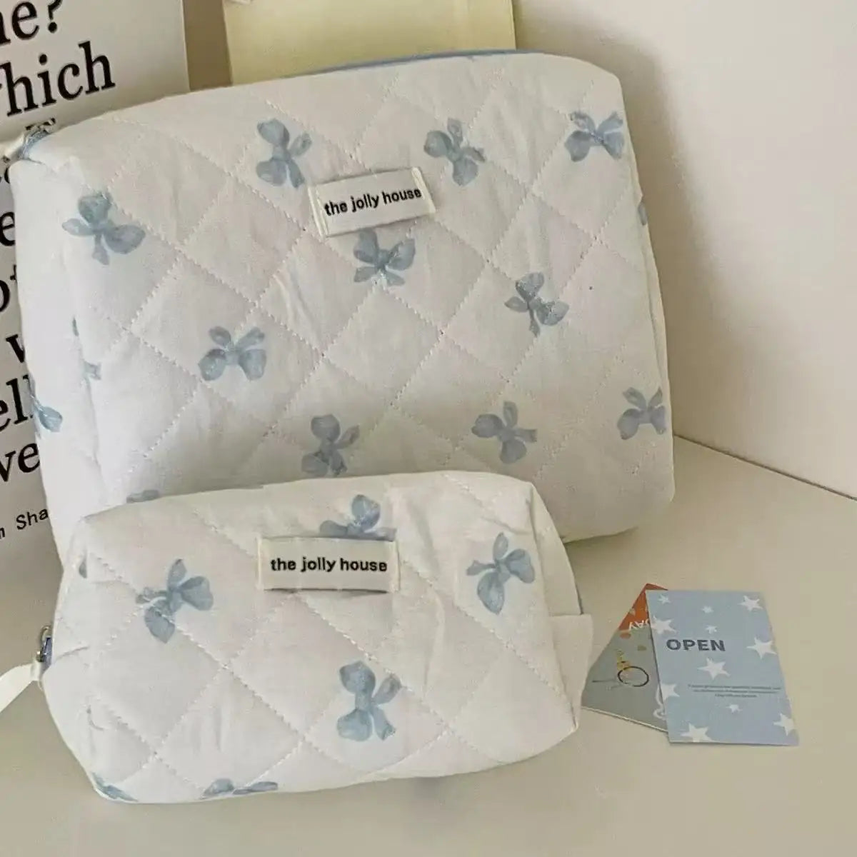 Large Capacity Bow Print Makeup Bag