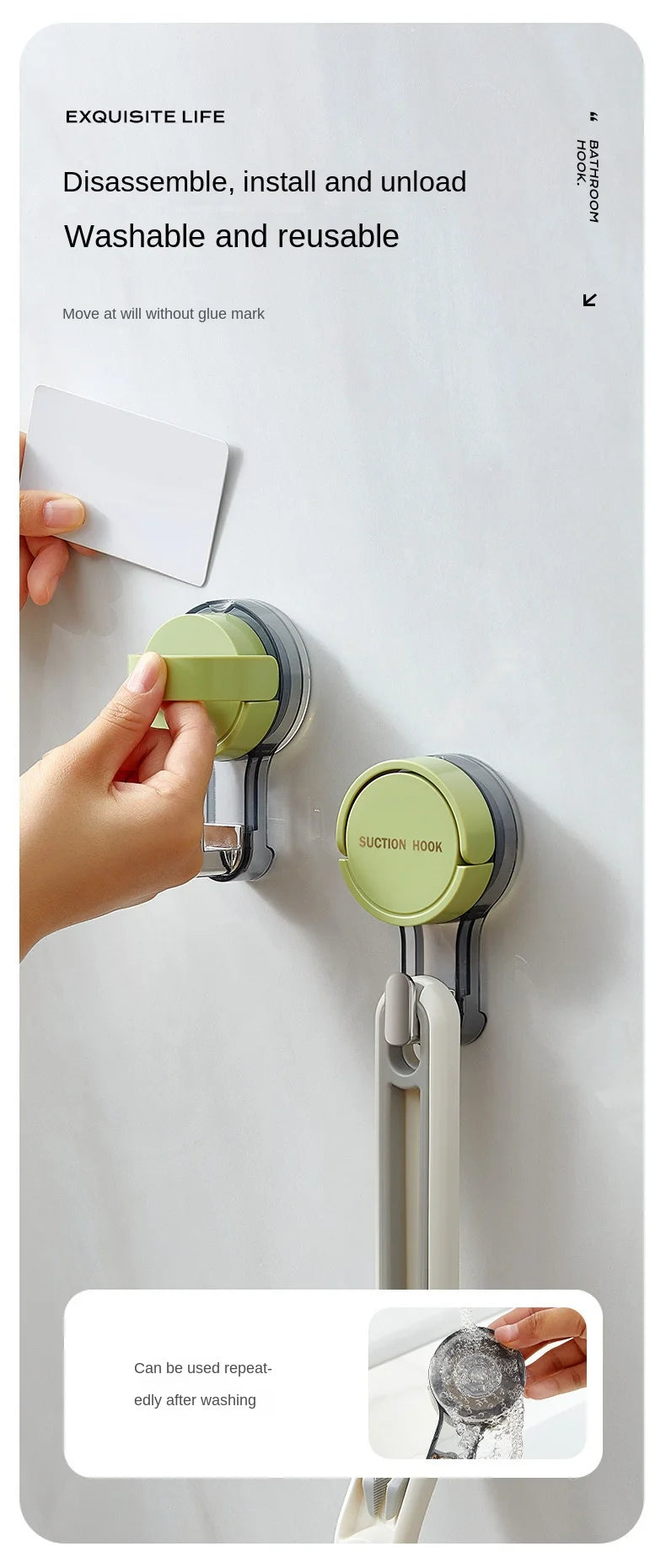 Strong Vacuum Suction Cup Hooks – No-Drill, Traceless & Waterproof for Bathroom, Kitchen & More