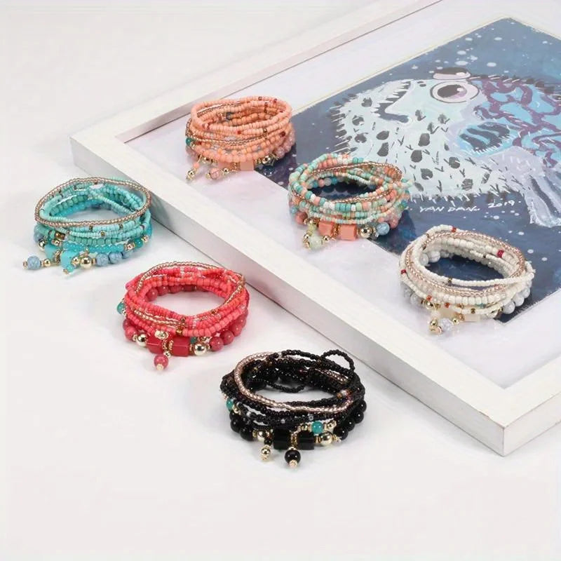 Bohemian Colorful Beaded Bracelet – Handmade Boho Bangle for Women