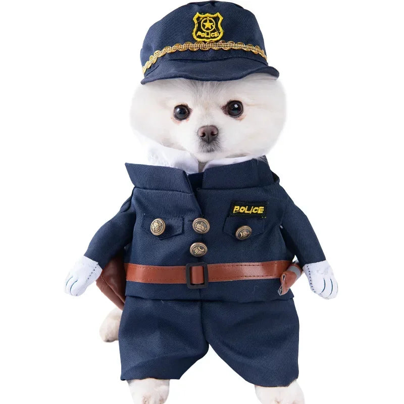 3-Piece Halloween Dog Cosplay Costume Set with Wig Hat & Prop