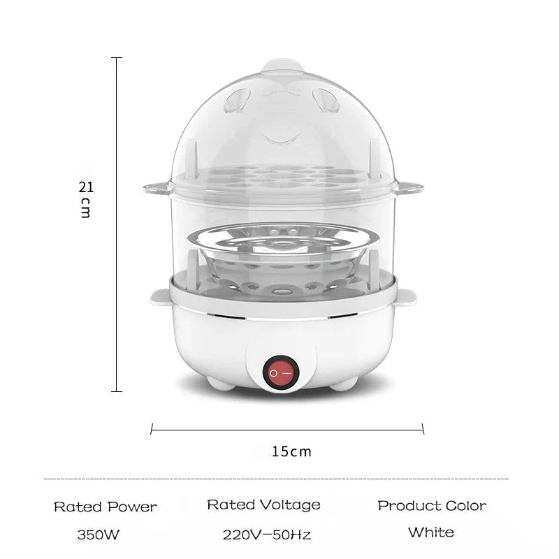 Electric Egg Cooker & Steamer | Single or Double Layer | 360° Rapid Steam | Mini Breakfast Machine