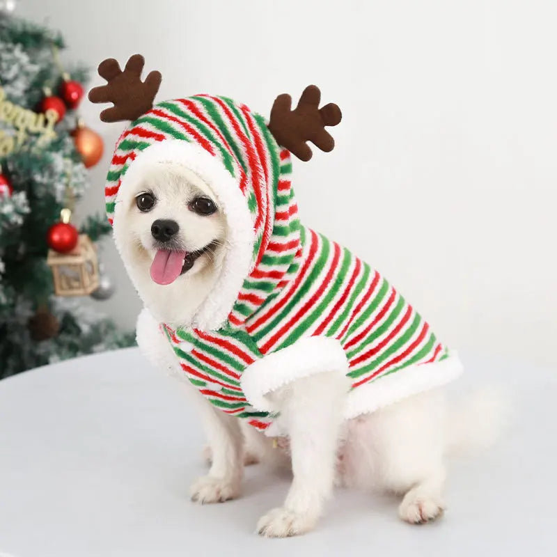 Christmas Deer Striped Coat for Dogs & Cats