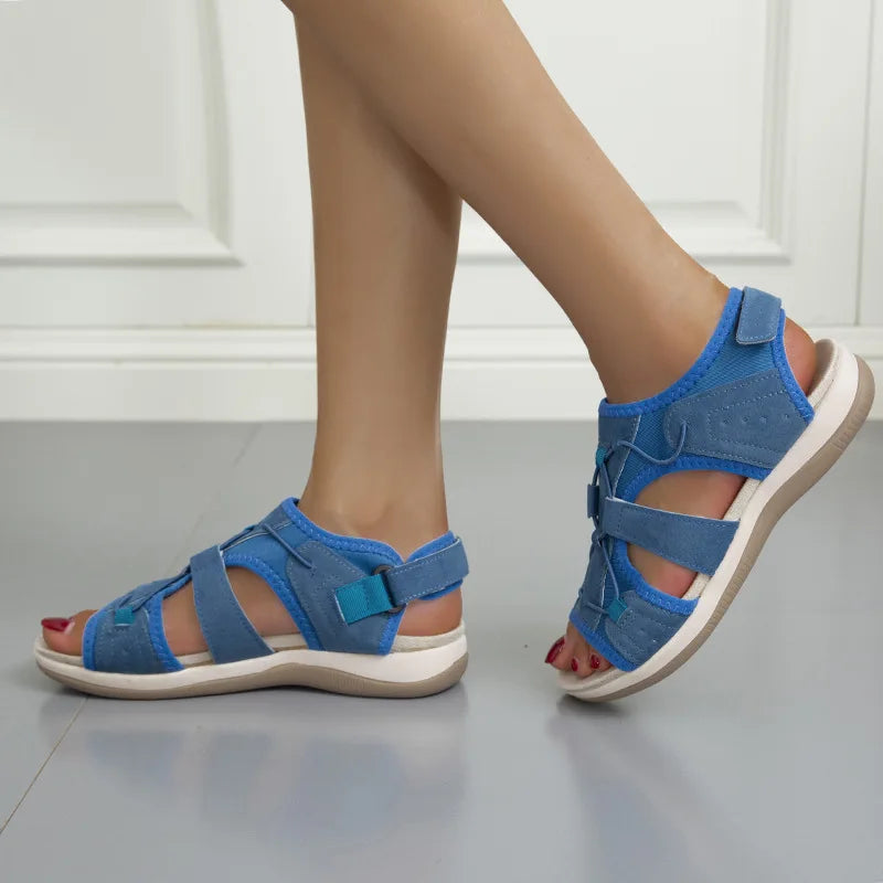 Women's Peep-Toe Flat Beach Sandals