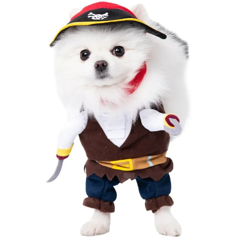 3-Piece Halloween Dog Cosplay Costume Set with Wig Hat & Prop