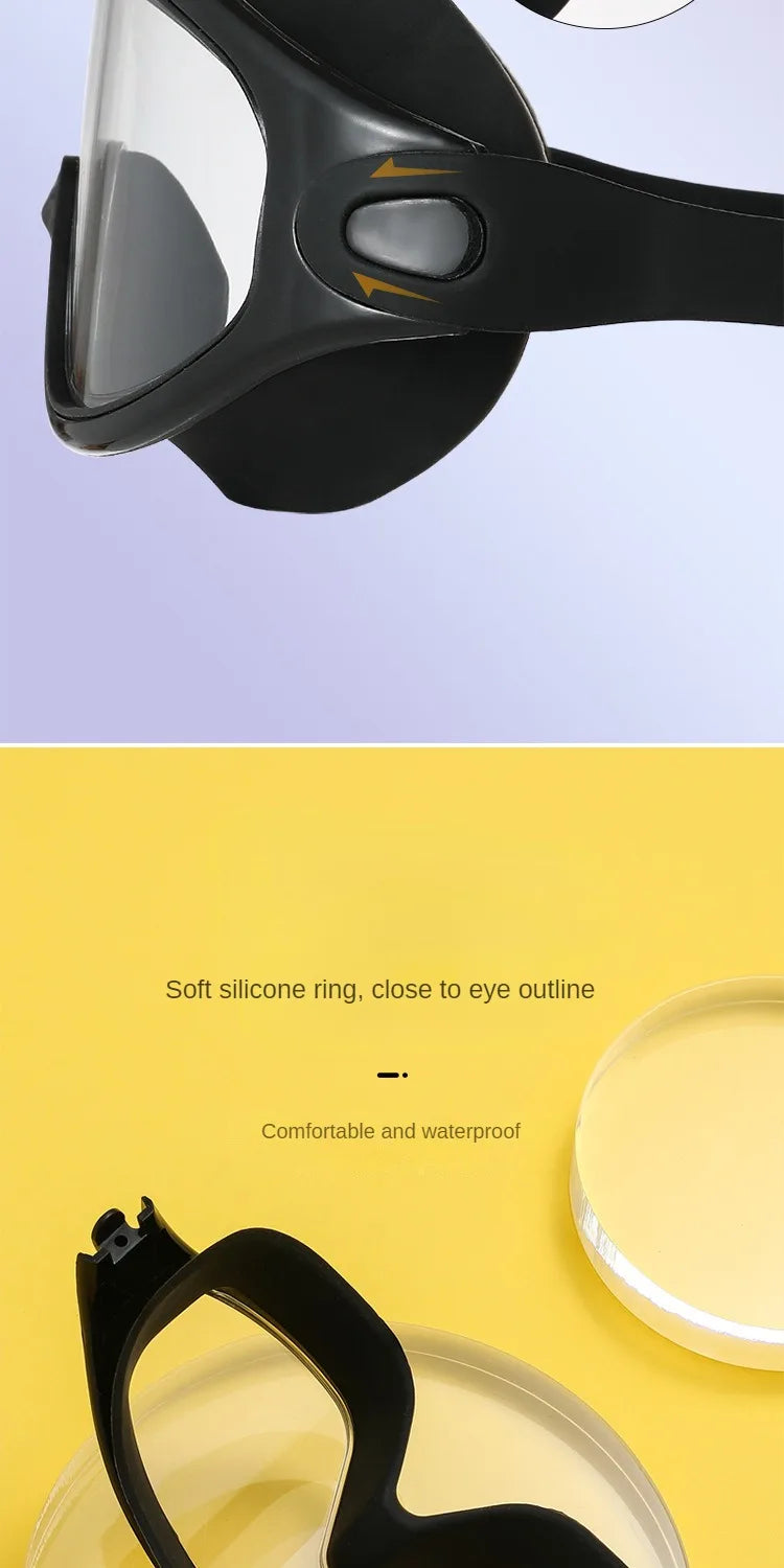 Big Frame Swimming Goggles Adults with Earplugs Swim Glasses Professional HD Anti-fog Goggles Silicone Eyewear Men Women