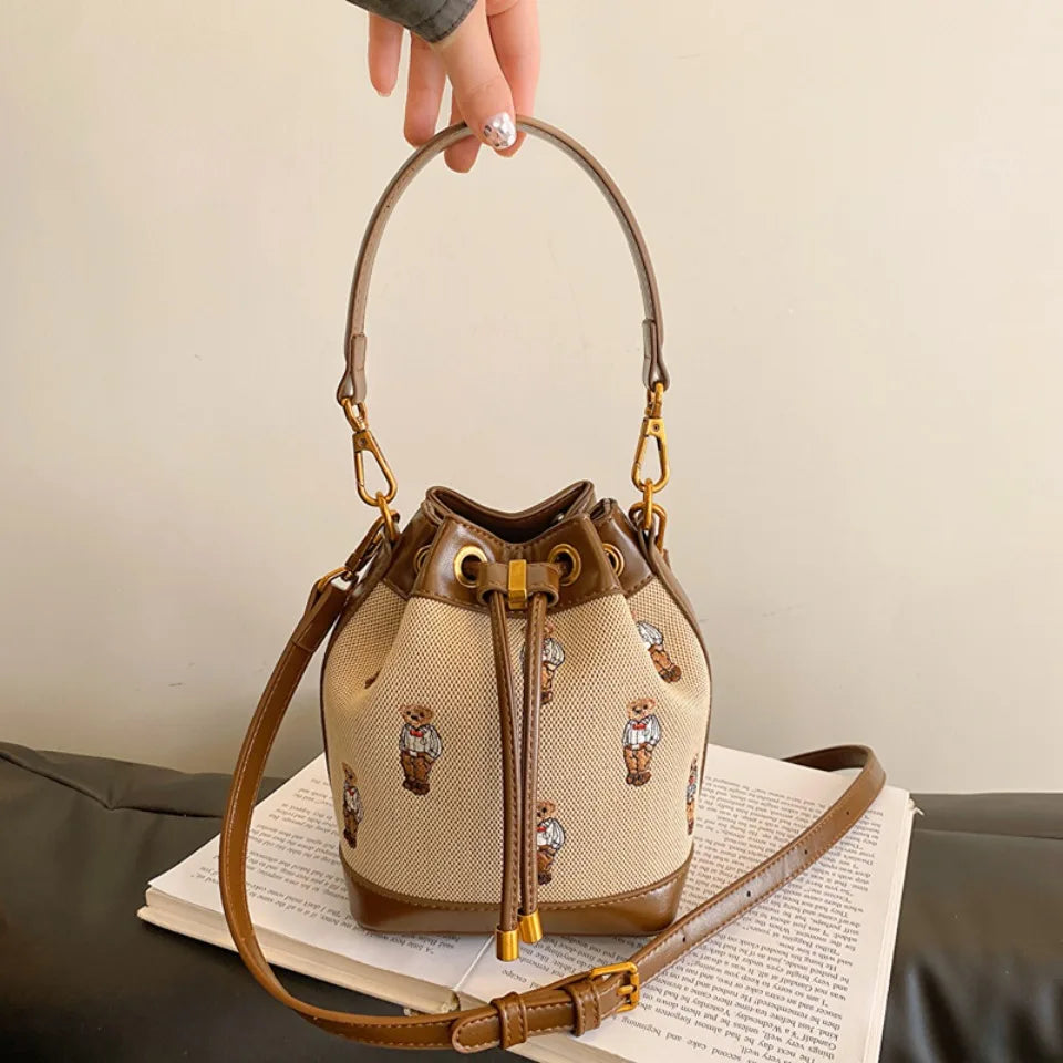 Women's Drawstring Bucket Crossbody Bag