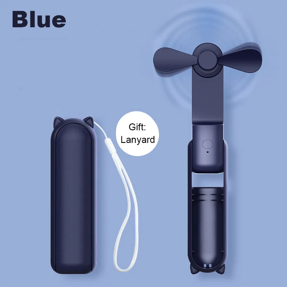 Mini Portable Rechargeable Handheld Fan with Power Bank