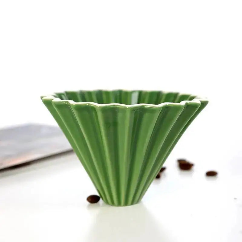 Ceramic Origami Pour-Over Coffee Dripper - Flower Shape Filter Cup