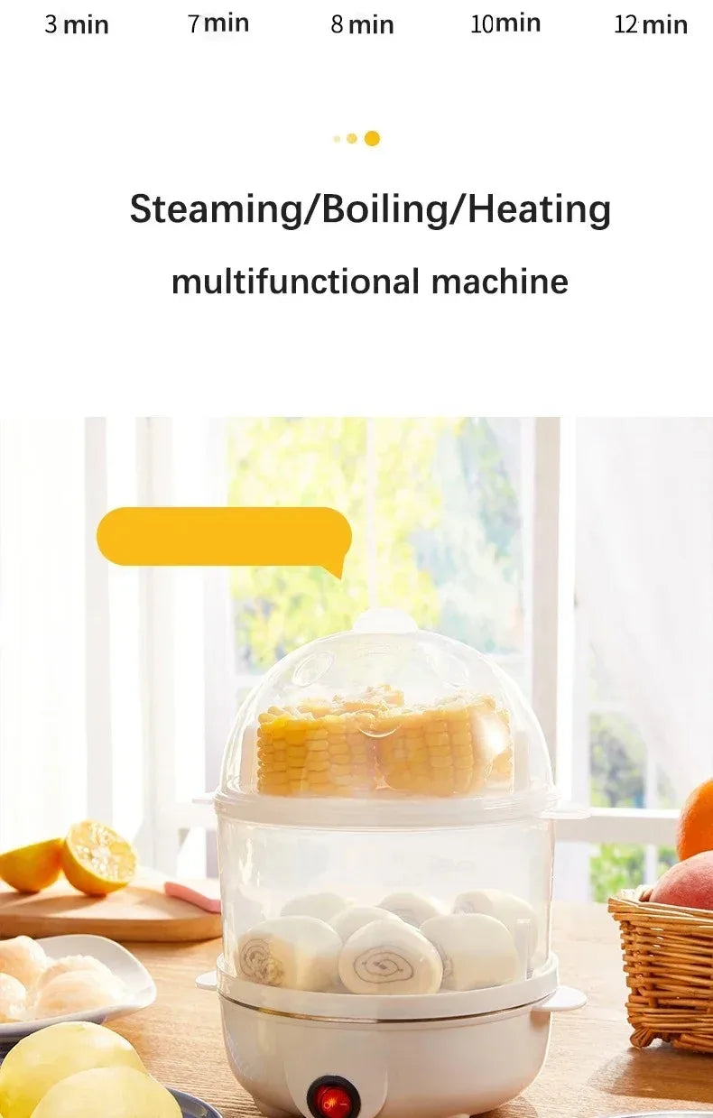 Electric Egg Cooker & Steamer | Single or Double Layer | 360° Rapid Steam | Mini Breakfast Machine