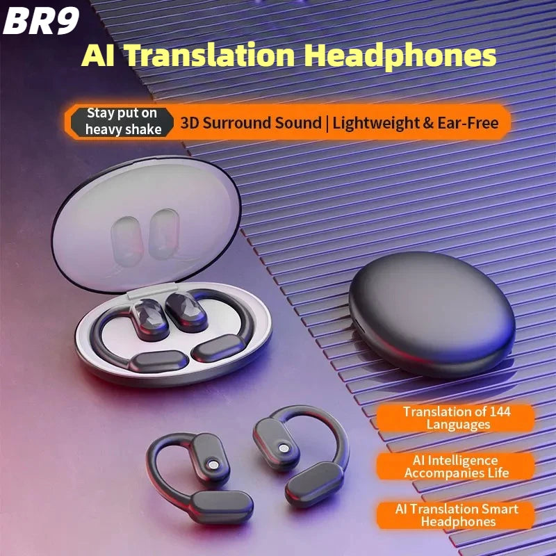 Languages Real Time AI Translator Earbuds Bluetooth 5.4 TWS Wireless Headphones HiFi Sound Headset Open Ear OWS Earphone