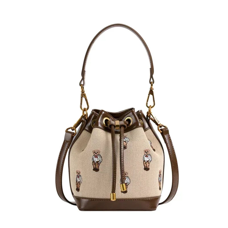 Women's Drawstring Bucket Crossbody Bag