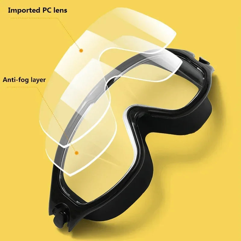 Big Frame Swimming Goggles Adults with Earplugs Swim Glasses Professional HD Anti-fog Goggles Silicone Eyewear Men Women