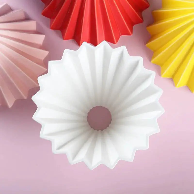 Ceramic Origami Pour-Over Coffee Dripper - Flower Shape Filter Cup