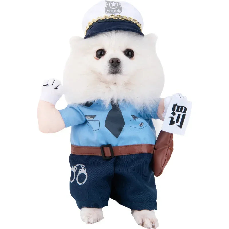 3-Piece Halloween Dog Cosplay Costume Set with Wig Hat & Prop